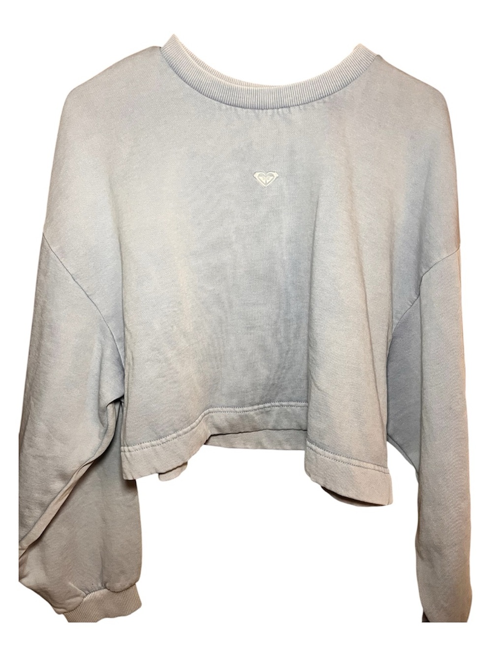 Roxy Cropped Crewneck Sweatshirt - Light Gray
